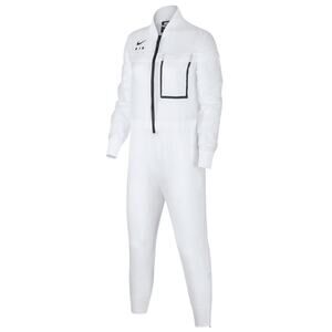 Nike Sportswear Air Jumpsuit Women Sz S Sheer White Nylon Front Zip Up